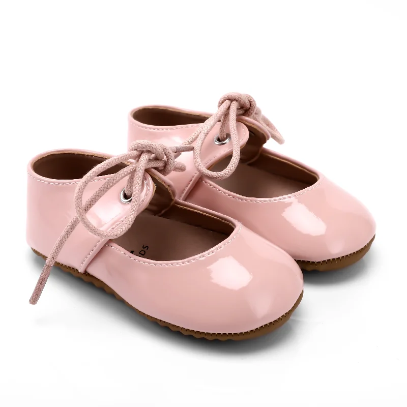 Zeebra Kids Patent Leather Mary Janes - Rubber Sole - Ballerina Pink