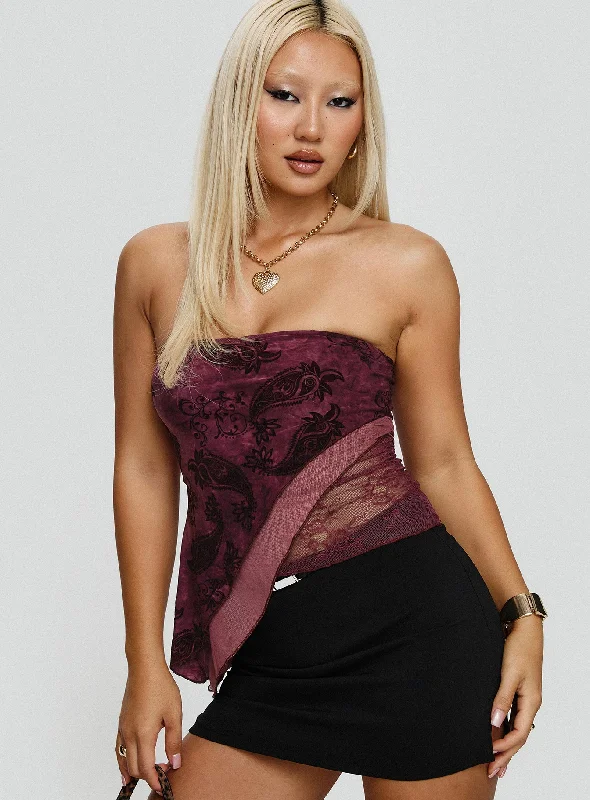 Lourde Strapless Top Wine