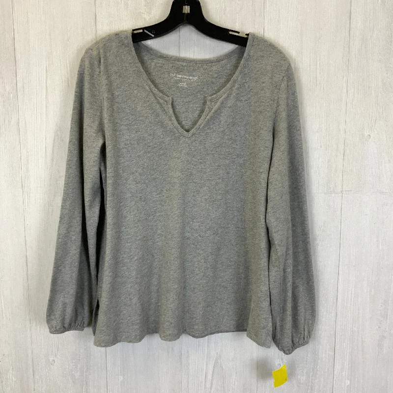 Top 3/4 Sleeve Basic By Soft Surroundings In Grey, Size: M