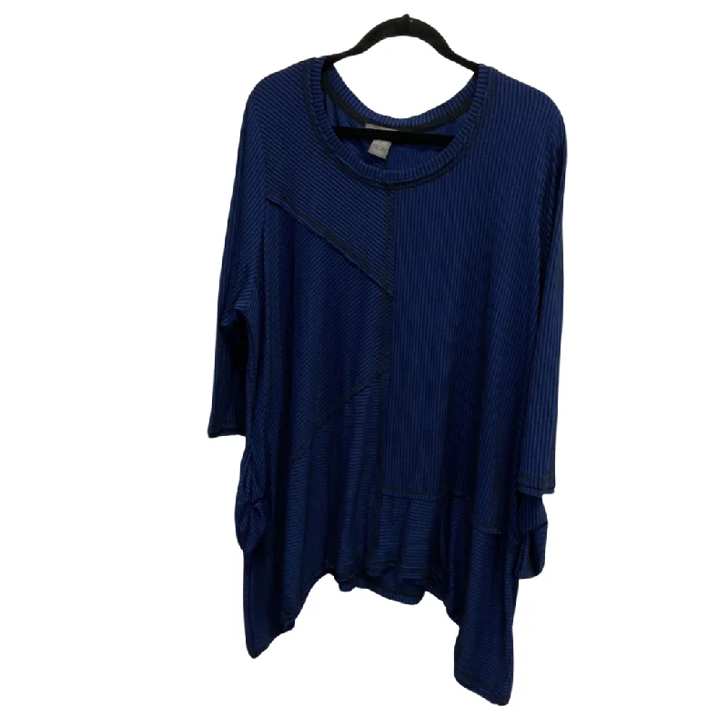 Tunic 3/4 Sleeve By Kate & Mallory In Black & Blue, Size: 2x